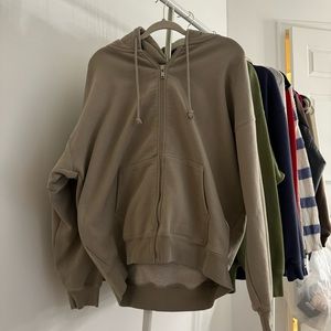 Brandy Melville Zip Up Hoodie | Light Brown
